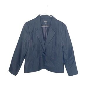 Isabella Suits Womens Size 18 Black 1 Button Front Blazer Shoulder Pads